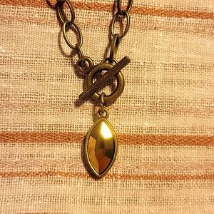 3/$10 Short Brass Necklace & Earrings with Iridescent Stones